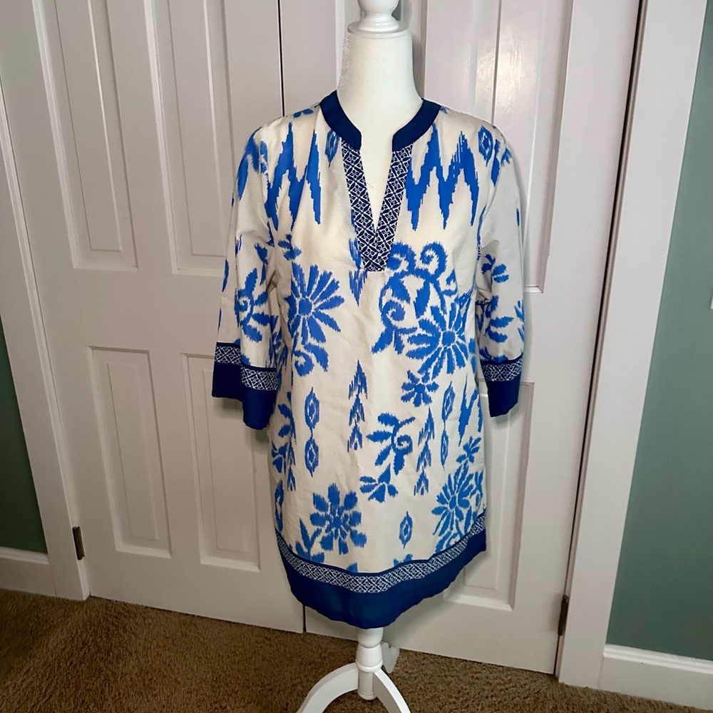 Pinch Blue and Cream Patterned Dress